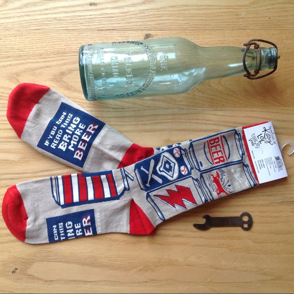 Beer Crew Socks Red Blue Brew Funny Microbrew